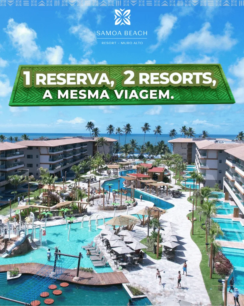 1 Reserva, 2 Resorts no Samoa Beach Resort, em Muro Alto