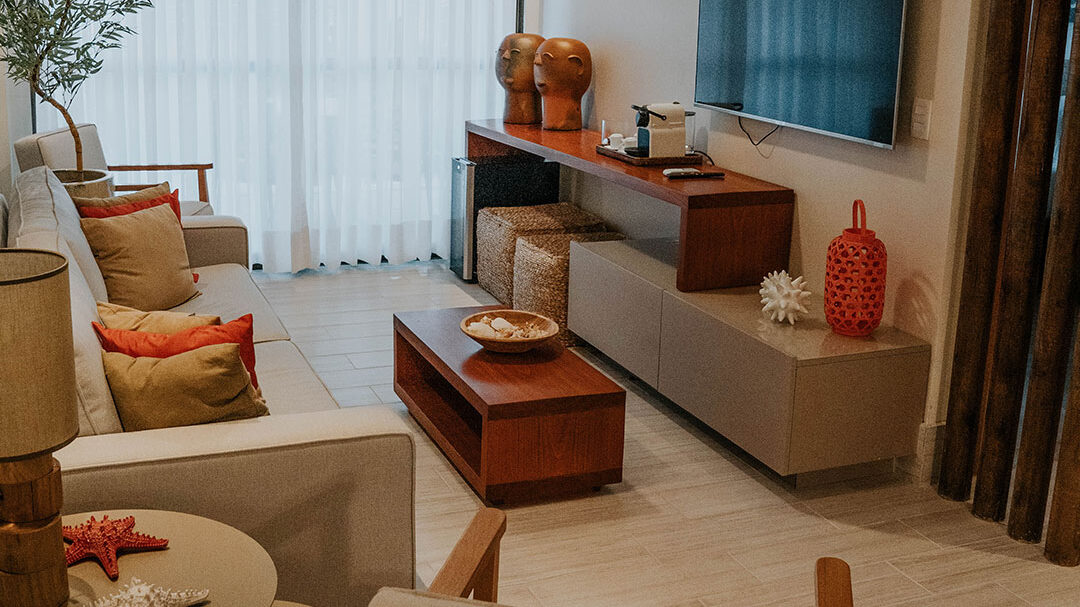 sala de estar do apartamento de 3 quartos
